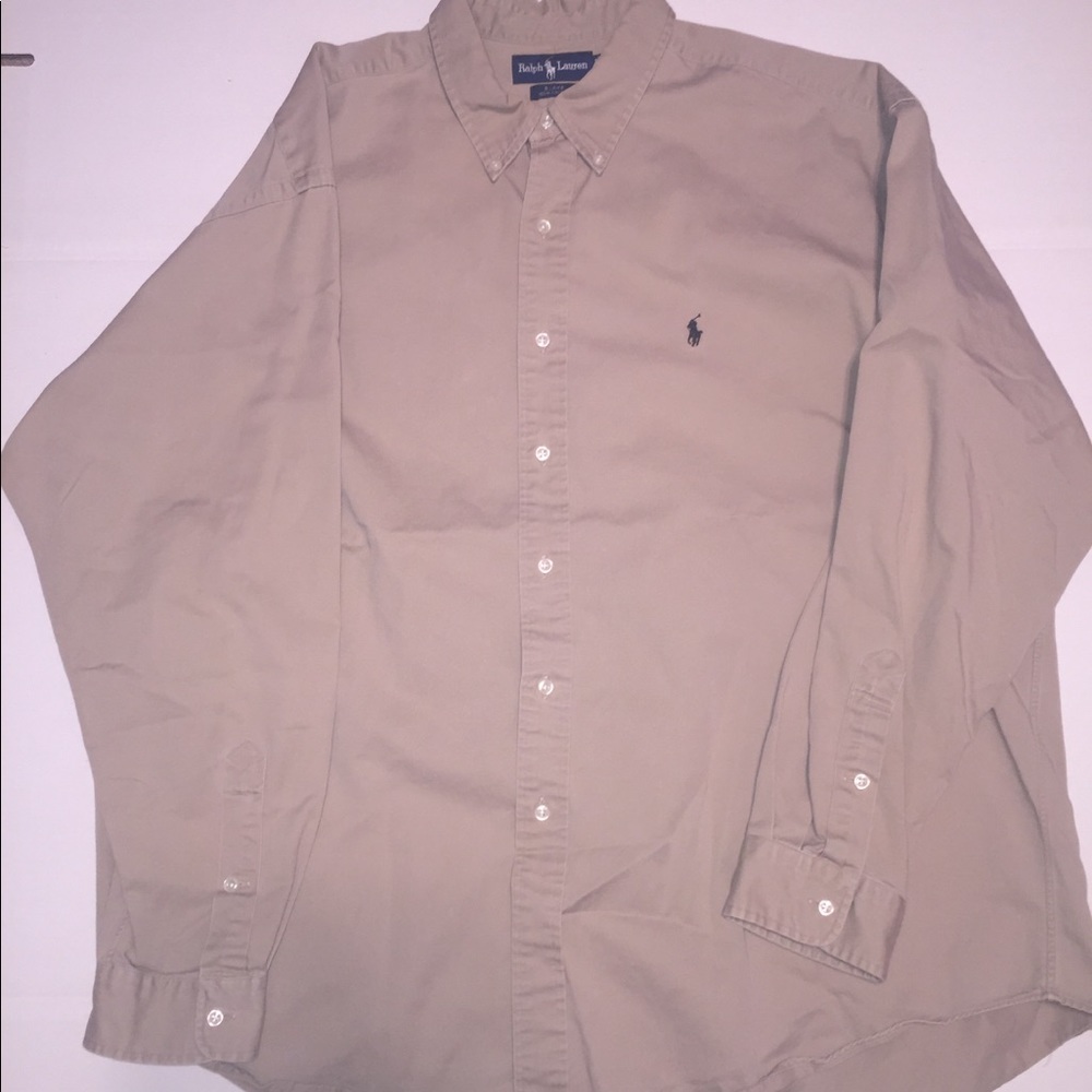 Tan with navy emblem Polo XXL L/S